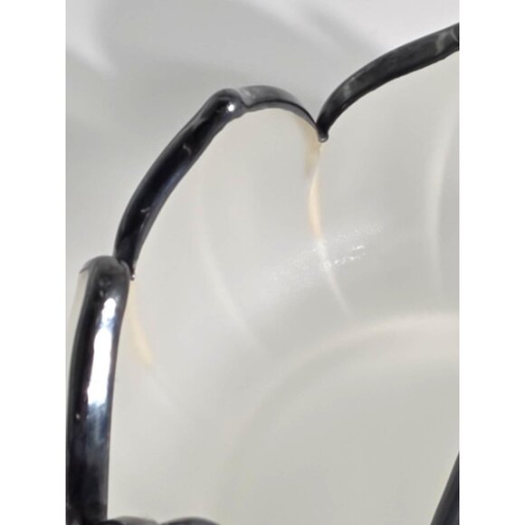 Frosted Glass Lotus Serving Bowl Plate Spoons With Silver-Toned Trim Vintage - Picture 10 of 12